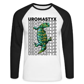 Uromastyx 80's Style Reptile Keeper Lizard Propriétaire - T-shirt baseball manches longues Homme - blanc/noir - Devant - Nik (191cm)