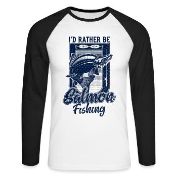 Ich wäre lieber Lachsfischen lustiges Angeln - Unisex Baseballshirt langarm - Weiß/Schwarz - Vorne - Nik (191cm)