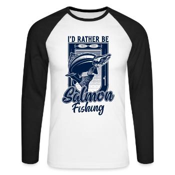 Ich wäre lieber Lachsfischer lustiger Fischer - Unisex Baseballshirt langarm - Weiß/Schwarz - Vorne - Nik (191cm)