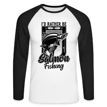 Ich wäre lieber Lachsfischer lustiger Fischer - Unisex Baseballshirt langarm - Weiß/Schwarz - Vorne - Nik (191cm)