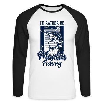 Je préfère être pêcheur de poisson marlin - T-shirt baseball manches longues Homme - blanc/noir - Devant - Nik (191cm)