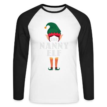 Le design de l’elfe nounou pour grand-mère grand-mère - T-shirt baseball manches longues Homme - blanc/noir - Devant - Nik (191cm)