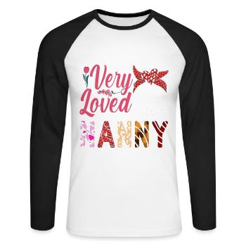 Very Beloved Nanny For Grandmother Grandma - Unisex Long Sleeve Baseball T-Shirt - white/black - Front - Nik (191cm)