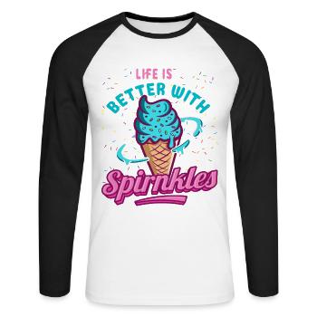 La vie est meilleure avec Spirnkles for Frozen - T-shirt baseball manches longues Homme - blanc/noir - Devant - Nik (191cm)