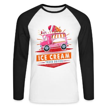 Chauffeur de camion de crème glacée pour ventilateur de bonbons congelés - T-shirt baseball manches longues Homme - blanc/noir - Devant - Nik (191cm)