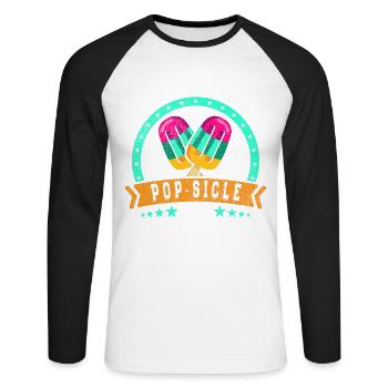 Things are on the verge of pop-sicle-off - Unisex Long Sleeve Baseball T-Shirt - white/black - Front - Nik (191cm)