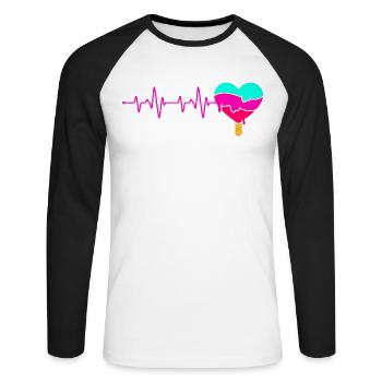 Herzschlag-eiscreme Für Gefrorene Süße Fans - Unisex Baseballshirt langarm - Weiß/Schwarz - Vorne - Nik (191cm)