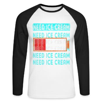 Besoin de crème glacée pour frozen sweet fan - T-shirt baseball manches longues Homme - blanc/noir - Devant - Nik (191cm)