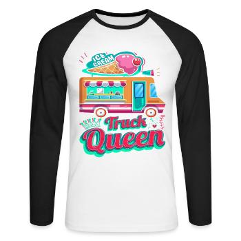 Eiswagen-königin Für Gefrorenen Süßen Fan - Unisex Baseballshirt langarm - Weiß/Schwarz - Vorne - Nik (191cm)