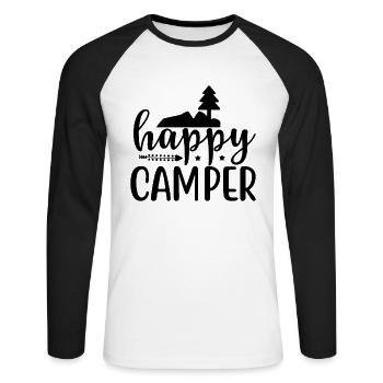Glückliche Camper Wandershirt - Unisex Baseballshirt langarm - Weiß/Schwarz - Vorne - Nik (191cm)