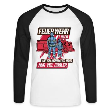 Feuerwehr Papa Feuerwehrmann - Unisex Baseballshirt langarm - Weiß/Schwarz - Vorne - Nik (191cm)