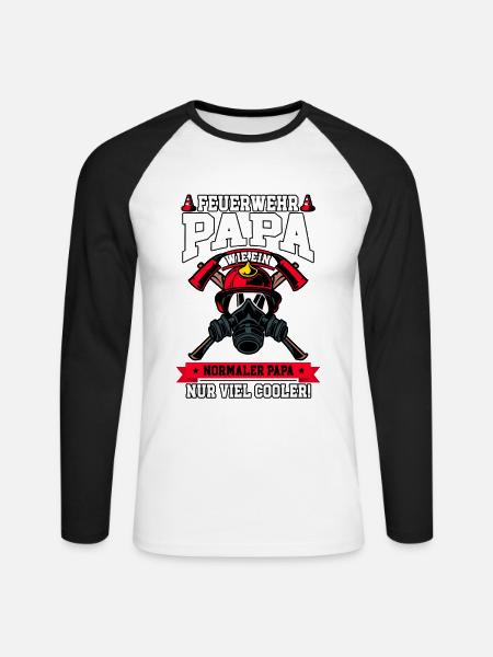 Feuerwehr Papa Feuerwehrmann - Unisex Baseballshirt langarm - Weiß/Schwarz