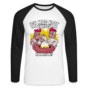 Huhn Hühner - Unisex Baseballshirt langarm - Weiß/Schwarz - Vorne - Nik (191cm)