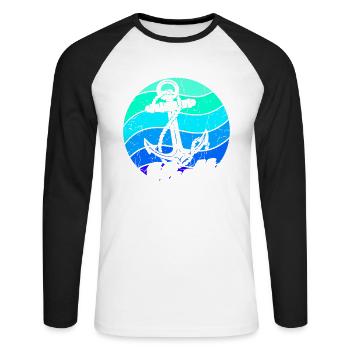 Sylt - Unisex Baseballshirt langarm - Weiß/Schwarz - Vorne - Nik (191cm)