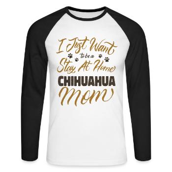 Restez à la maison Chihuahua Maman - T-shirt baseball manches longues Homme - blanc/noir - Devant - Nik (191cm)