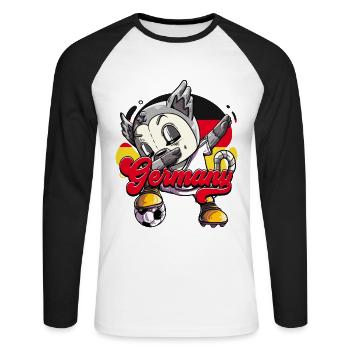 Germany Football - Unisex Long Sleeve Baseball T-Shirt - white/black - Front - Nik (191cm)