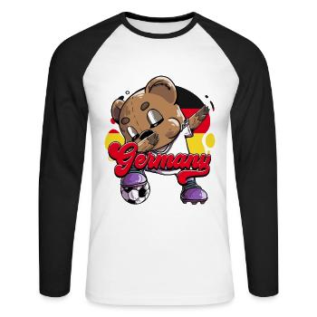 Allemagne Football - T-shirt baseball manches longues Homme - blanc/noir - Devant - Nik (191cm)
