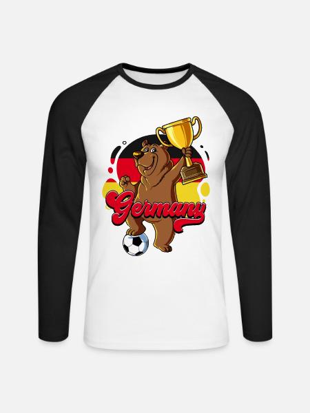 Deutschland Fußball - Unisex Baseballshirt langarm - Weiß/Schwarz