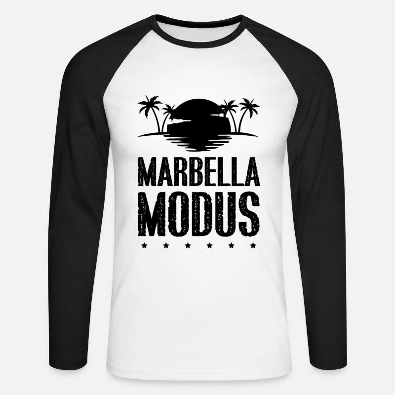 Marbella Modus - Unisex Baseballshirt langarm - Weiß/Schwarz