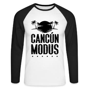 Cancun Modus - Unisex Baseballshirt langarm - Weiß/Schwarz - Vorne - Nik (191cm)
