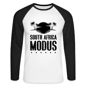 South Africa Modus - Unisex Baseballshirt langarm - Weiß/Schwarz - Vorne - Nik (191cm)