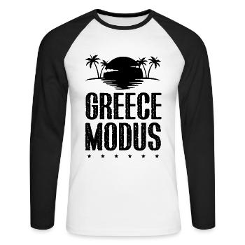 Greece Modus - Unisex Baseballshirt langarm - Weiß/Schwarz - Vorne - Nik (191cm)