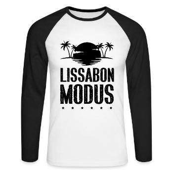 Lissabon Modus - Unisex Baseballshirt langarm - Weiß/Schwarz - Vorne - Nik (191cm)