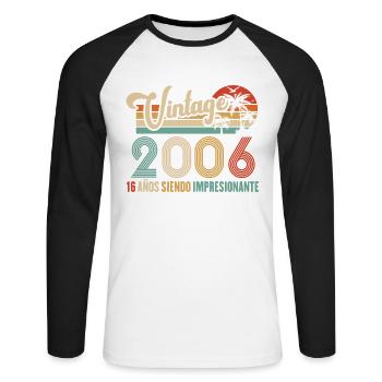 Anniversaire Vintage Idée Cadeau D Anniversaire 16 - T-shirt baseball manches longues Homme - blanc/noir - Devant - Nik (191cm)