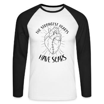 Open Heart Surgery Heart Surgery Survivor Gift - Unisex Long Sleeve Baseball T-Shirt - white/black - Front - Nik (191cm)
