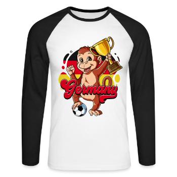 Germany Football - Unisex Long Sleeve Baseball T-Shirt - white/black - Front - Nik (191cm)