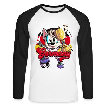 Germany Football - Unisex Long Sleeve Baseball T-Shirt - white/black - Front - Nik (191cm)
