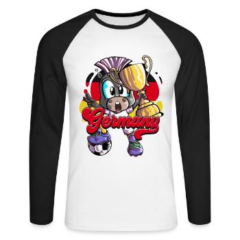 Deutschland Fußball - Unisex Baseballshirt langarm - Weiß/Schwarz - Vorne - Nik (191cm)