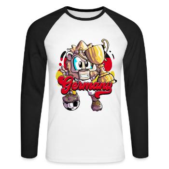 Germany Football - Unisex Long Sleeve Baseball T-Shirt - white/black - Front - Nik (191cm)