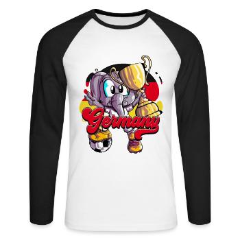 Germany Football - Unisex Long Sleeve Baseball T-Shirt - white/black - Front - Nik (191cm)
