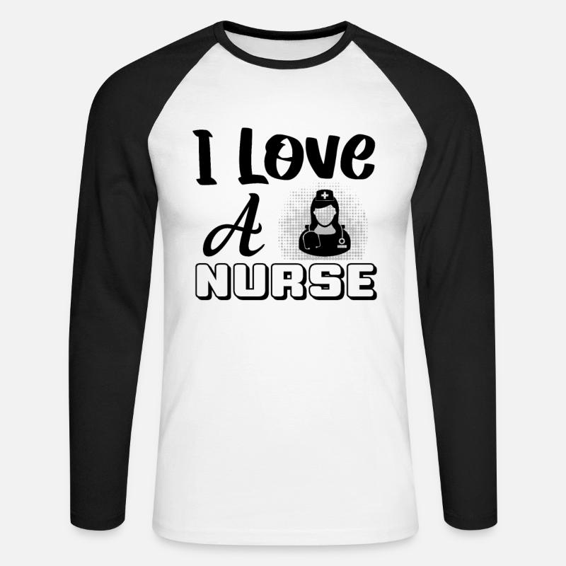 Ich liebe eine Krankenschwester - Unisex Baseballshirt langarm - Weiß/Schwarz
