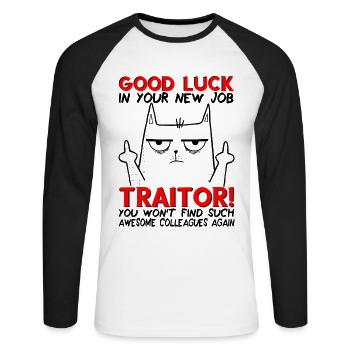 Job change New job Farewell Farewell gift - Unisex Long Sleeve Baseball T-Shirt - white/black - Front - Nik (191cm)