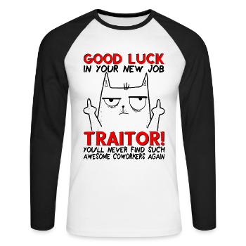 New Job Job Change Farewell Farewell Gift - Unisex Long Sleeve Baseball T-Shirt - white/black - Front - Nik (191cm)