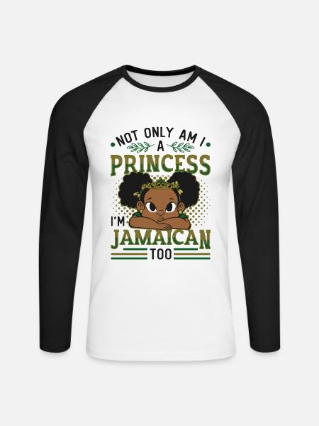 Jamaican Princess, I am Jamaican. - Unisex Long Sleeve Baseball T-Shirt - white/black