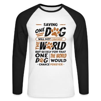 Saving One Dogs World Animal Rescue, niche pour chiens. - T-shirt baseball manches longues Homme - blanc/noir - Devant - Nik (191cm)