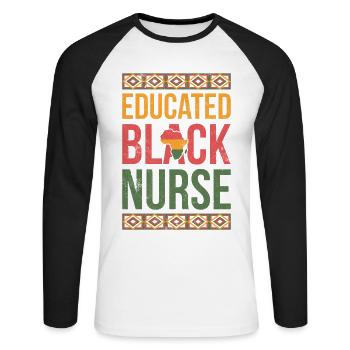 Gebildete Schwarze Krankenschwester Für Stolzen - Unisex Baseballshirt langarm - Weiß/Schwarz - Vorne - Nik (191cm)