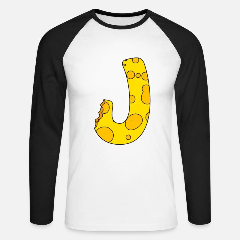 Buchstabe J - Unisex Baseballshirt langarm - Weiß/Schwarz