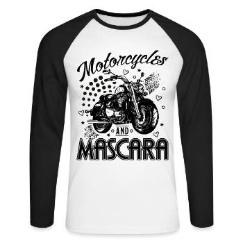 Motorräder und Mascara Damen Motorrad Biker - Unisex Baseballshirt langarm - Weiß/Schwarz - Vorne - Nik (191cm)