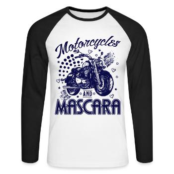 Motorräder und Mascara Damen Motorrad Biker - Unisex Baseballshirt langarm - Weiß/Schwarz - Vorne - Nik (191cm)
