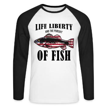 Life Liberty & The Pursuit Of Fish USA Fishing - T-shirt baseball manches longues Homme - blanc/noir - Devant - Nik (191cm)