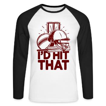 I'd Hit That Funny Cricket Cricketers - Unisex Long Sleeve Baseball T-Shirt - white/black - Front - Nik (191cm)
