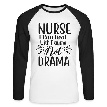 Infirmière Infirmière Infirmière Clinique Paramédicale - T-shirt baseball manches longues Homme - blanc/noir - Devant - Nik (191cm)