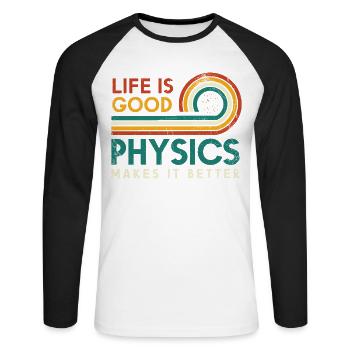 Das Leben Ist Gut Physik Macht Es Besser Physiker - Unisex Baseballshirt langarm - Weiß/Schwarz - Vorne - Nik (191cm)