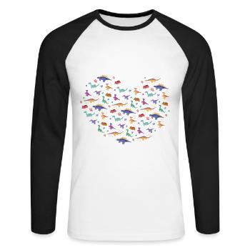 A heart for dinosaur dinosaurs - Unisex Long Sleeve Baseball T-Shirt - white/black - Front - Nik (191cm)