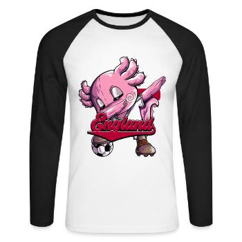 England Fußball - Unisex Baseballshirt langarm - Weiß/Schwarz - Vorne - Nik (191cm)