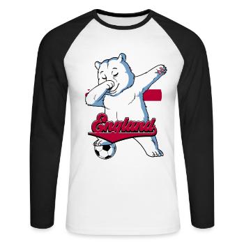 Angleterre Football - T-shirt baseball manches longues Homme - blanc/noir - Devant - Nik (191cm)